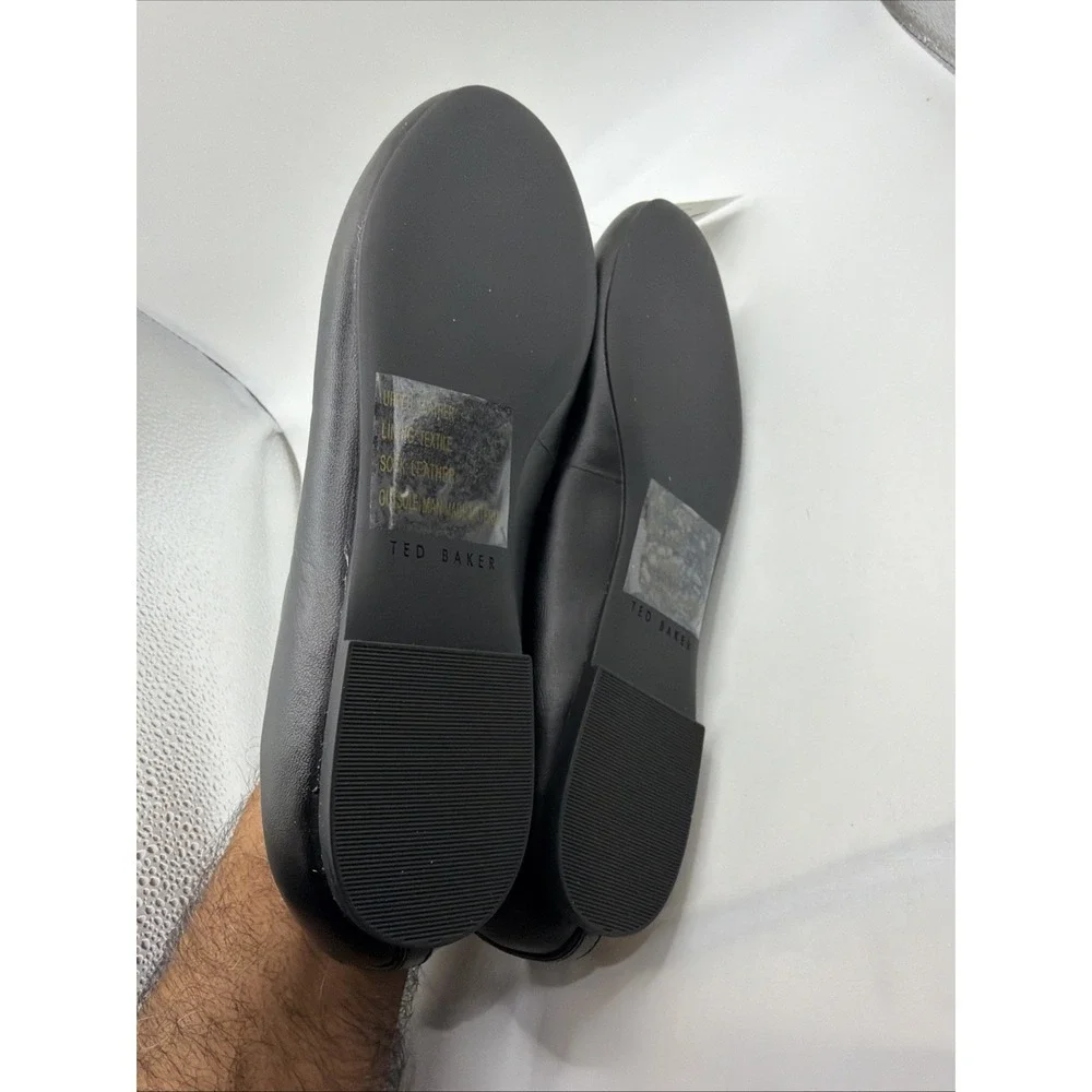 Ted Baker Classic Genuine Leather Black Ballet Shoes Size 7.5 New